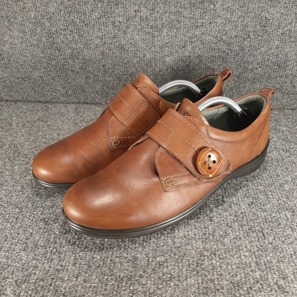 Ecco Clay Monk Strap Brown Leather Loafer Slip On Button EU 39 US 8.5 Women's